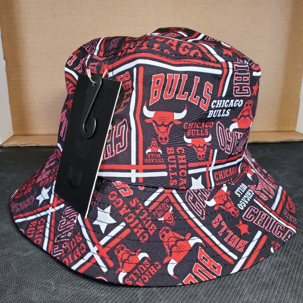 Chicago Bulls NBA UNK Multi Logo Retro Classic Team Bucket Hat Black & Red 